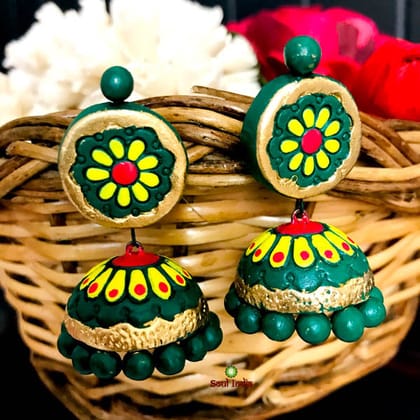 Handmade Hand Painted Terracotta Jhumka