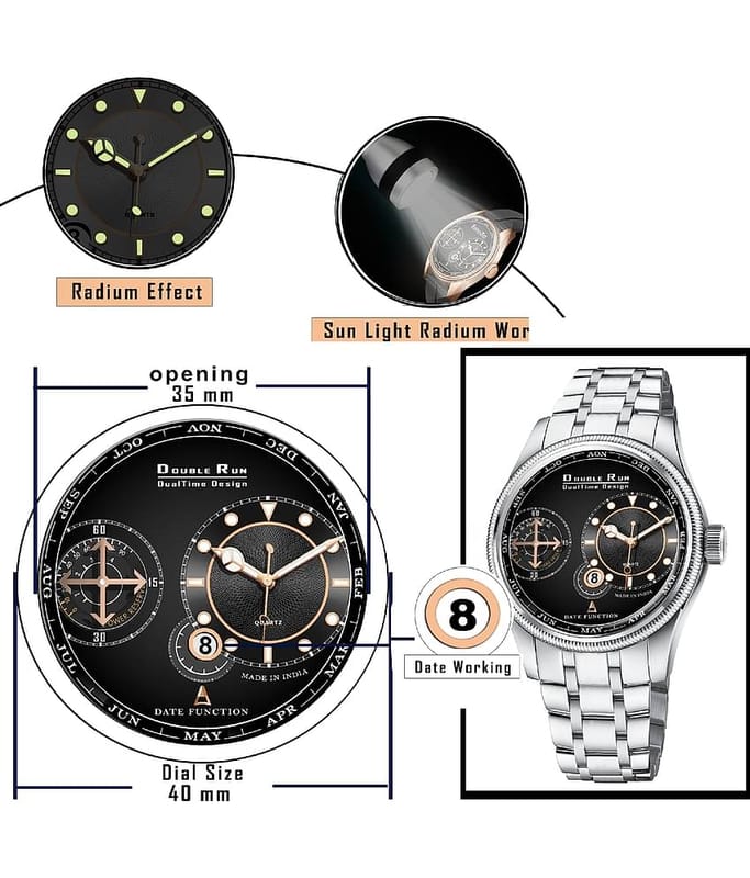 DoubleRun Silver Metal Chronograph Men's Watch