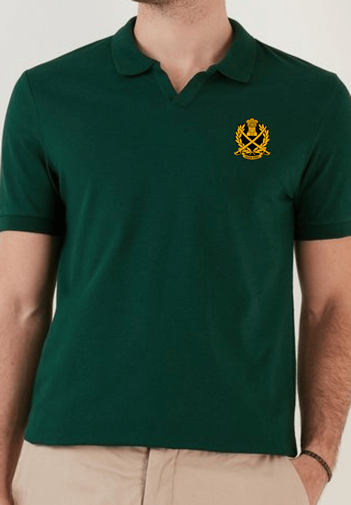 Indian Army Embroidery Polo T-shirt - Rare / Large