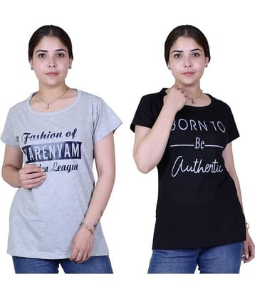Varenyam Women Cotton Regular Fit Round Neck T-Shirt ( Grey )