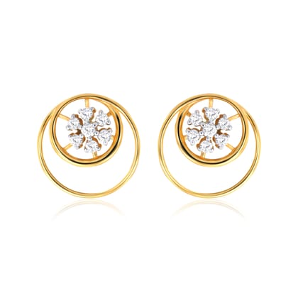 Senco Gold Twin Spherical Delight  Diamond Studs (2.5 gram / 0.26 Ct / HI-SI / 14K Yellow Gold)