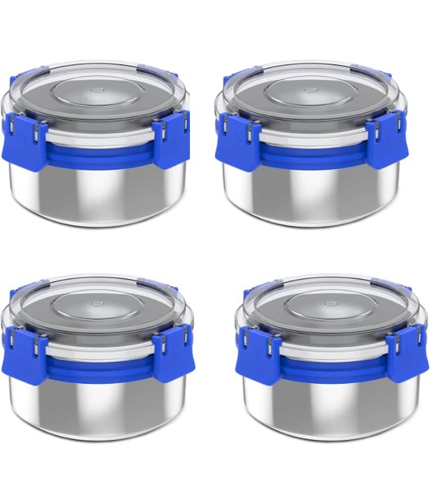 Mumma's Life ‎Smart lock box Steel Blue Food Container ( Set of 4 )