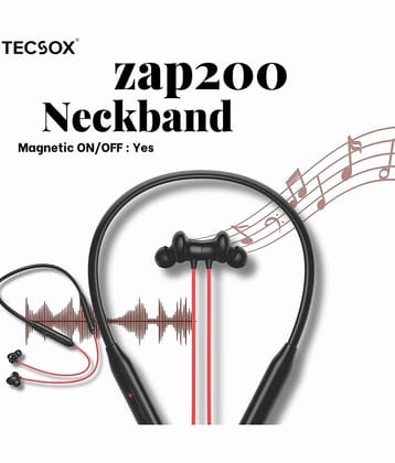 TecSox Zapp200 Bluetooth Neckband | 30H Playtime | Deep Bass | Red