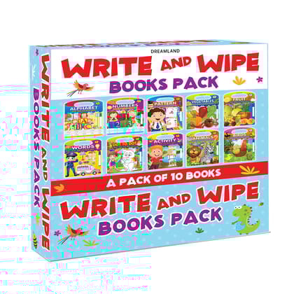 Write and Wipe Book Pack for Kids Age 2+ - With Free Pen (A Set of 10 Books) | Resuable Write and Practice Book [Paperback] Dreamland Publications