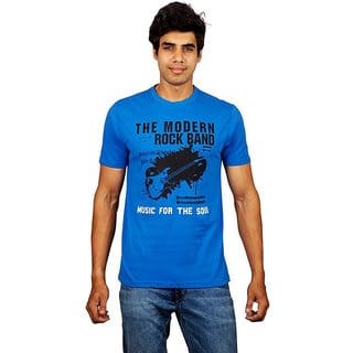 Red Line Printed Blue Fit Crew Neck T-Shirt