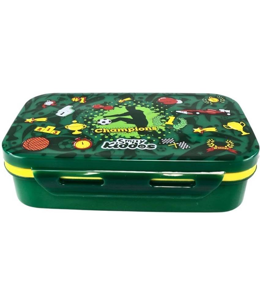 Smily Kiddos - Lunch Box - Sports Theme Green Plastic School Lunch Boxes 1 - Container ( Pack of 1 )