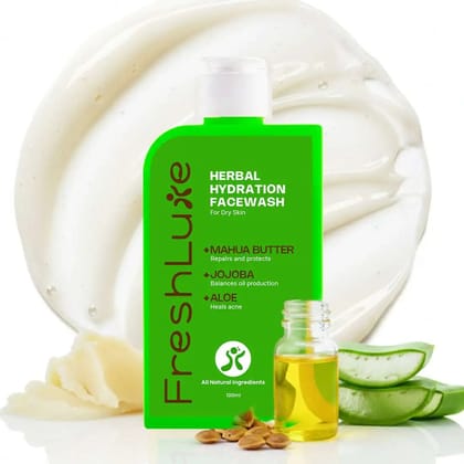 Herbal Hydration Facewash | Deeply Moisturizing & Soothing Cleanser with Aloe and Jojoba Oil | 100 ml