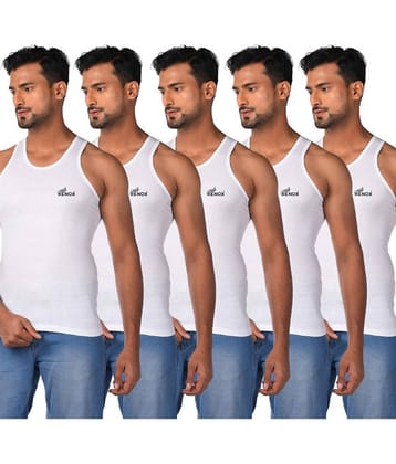 Renox Pack of 5 Cotton Basic Vest For Men ( White )