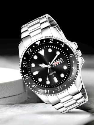 Black Day-Date Function Casual Analog Watch for Men LR129