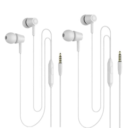 Stereo Earphone Premium Wired with Mic   (White, In the Ear)