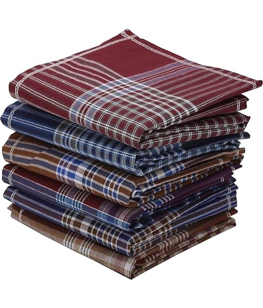 THRIFTKART Multi Cotton Men's Handkerchief ( Pack of 6 )