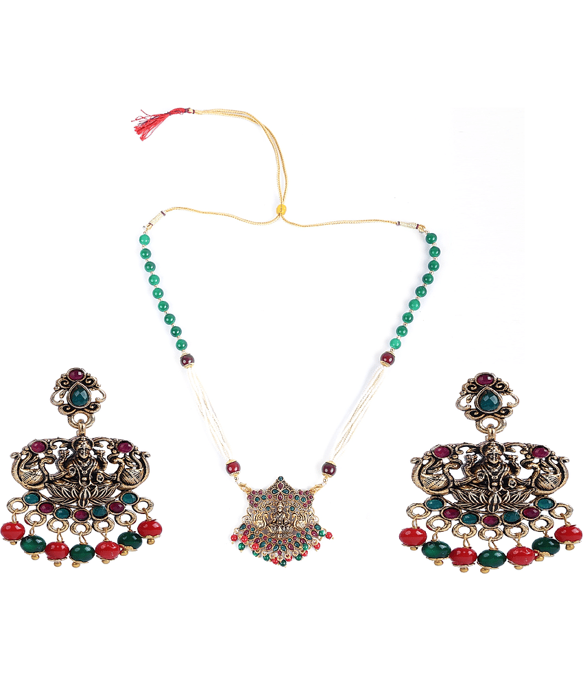 PUJVI - Green Alloy Necklace Set ( Pack of 1 )