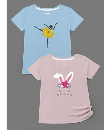 HELLCAT Pack of 2 Girls Cotton Blend T-Shirt ( Multicolor )