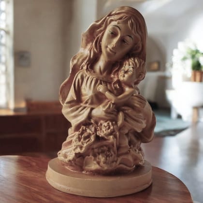AMS Graceful Mother Mary Idol Statue Holding Infant Jesus Perfect Sculpture for Your Catholic Home, Office,Prayer Room & Gifting 16H*9.5L*9.5W Cm