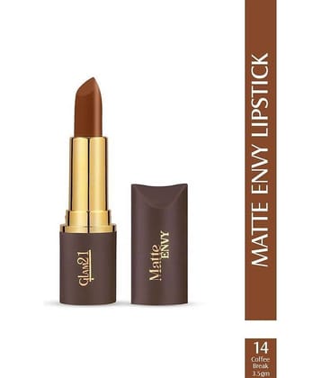 Glam21 Matteenvy Lipstick Creamy Non Drying Formula Smudge Proof Long Lasting Coffee Break, 3.5 G