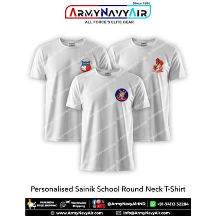 ArmyNavyAir Sainik School T-Shirt (Small) | Custom Round Neck | Casual & Institutional Wear