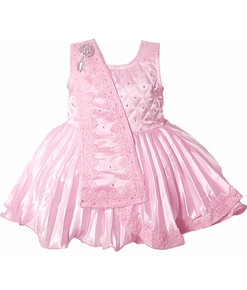 harshvardhanmart.com Baby Girls Faux Satin Frocks ( Pink )