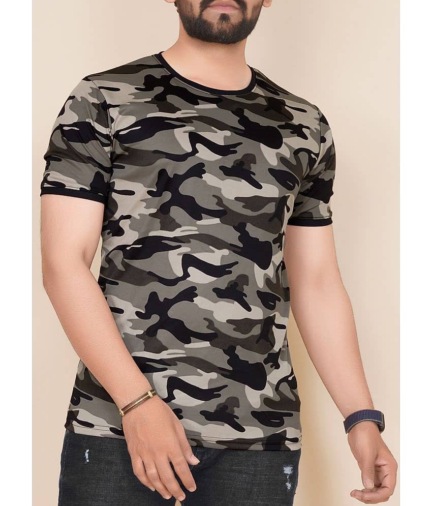 happy khajana Polyester Regular Fit Printed Half Sleeves Men's T-Shirt - Green ( Pack of 1 )