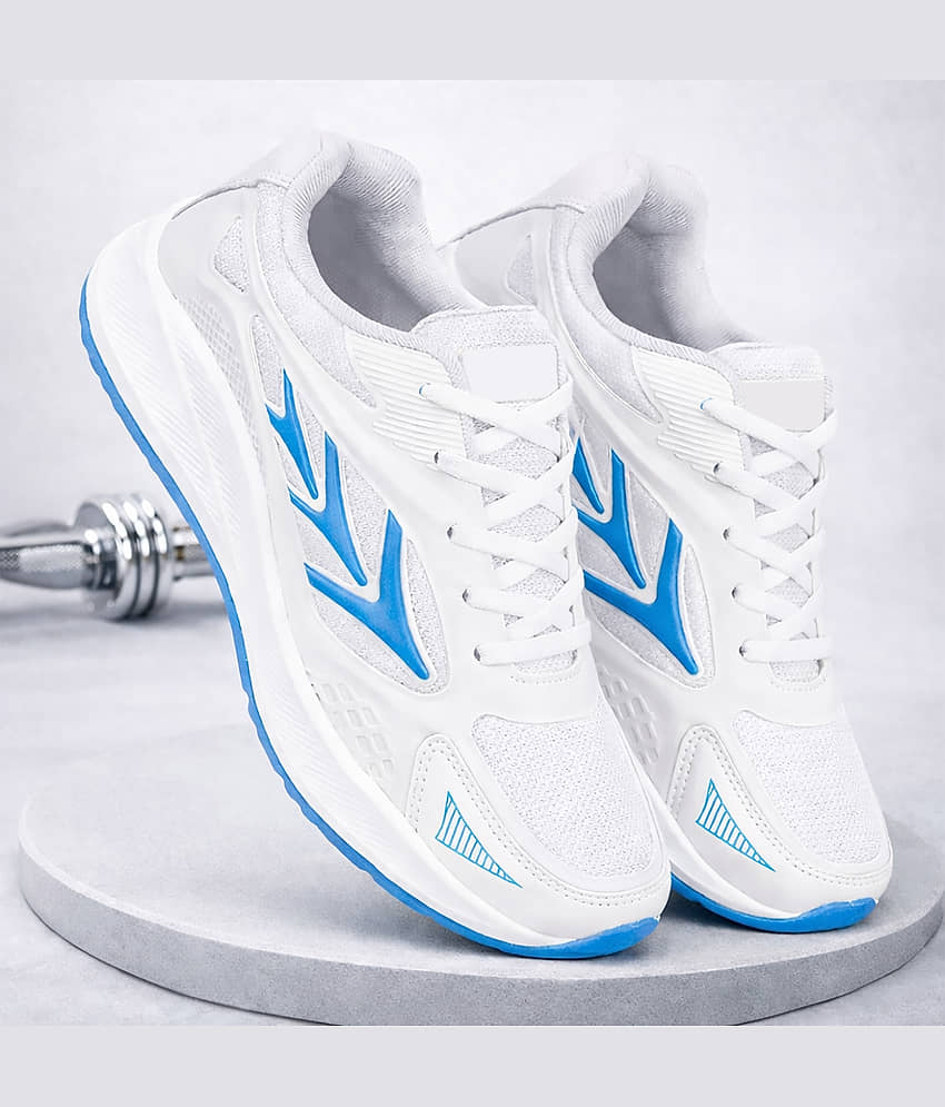 Clymb EV-01 White-Sky White Men's Sports Running Shoes
