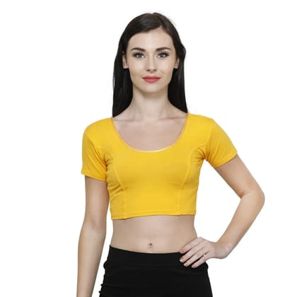Vami Women's Cotton Stretchable Readymade Blouses - Marie gold M