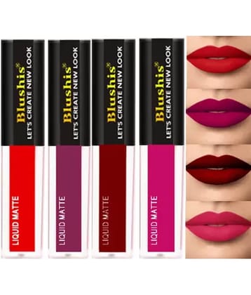 Blushes Superstay Liquid Lipsticks Magenta, Red Twist, Maroon Touch, Purple Pout,16Ml Each (Pack of 4)