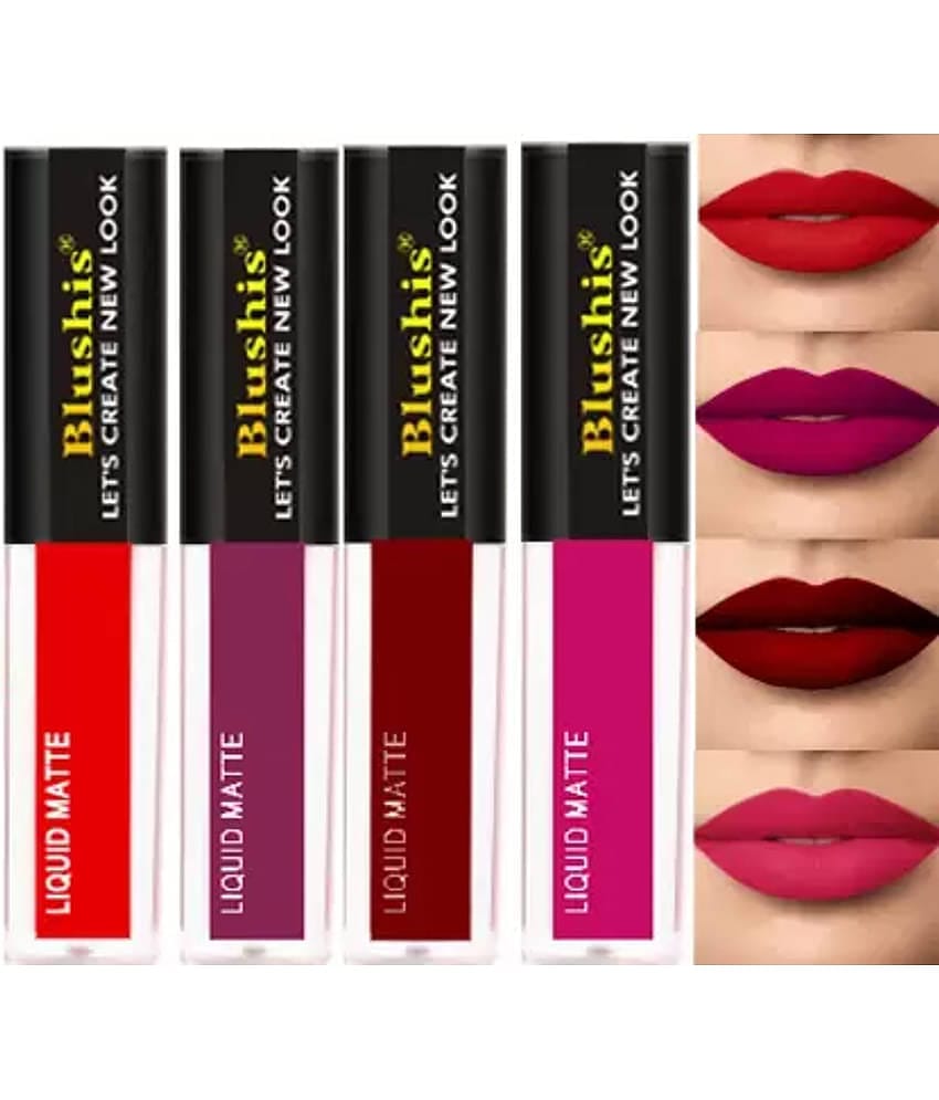 Blushes Superstay Liquid Lipsticks Magenta, Red Twist, Maroon Touch, Purple Pout,16Ml Each (Pack of 4)
