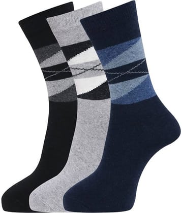 Dollar - Woollen Men's Argyle Multicolor Mid Length Socks ( Pack of 3 )