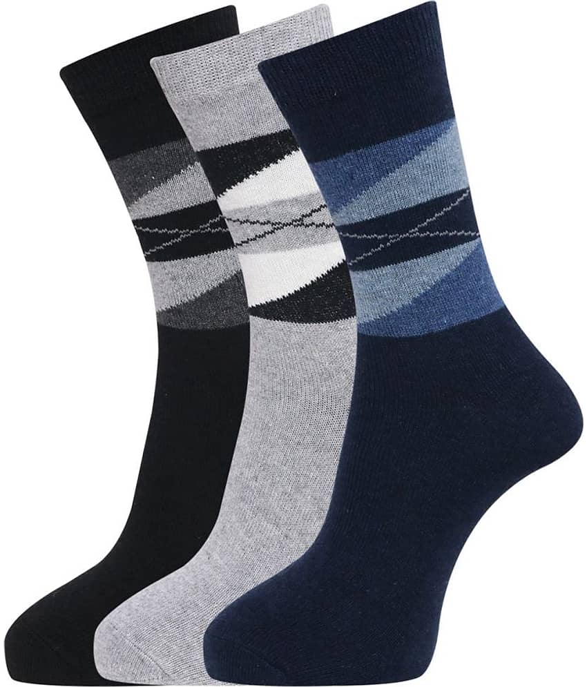Dollar - Woollen Men's Argyle Multicolor Mid Length Socks ( Pack of 3 )