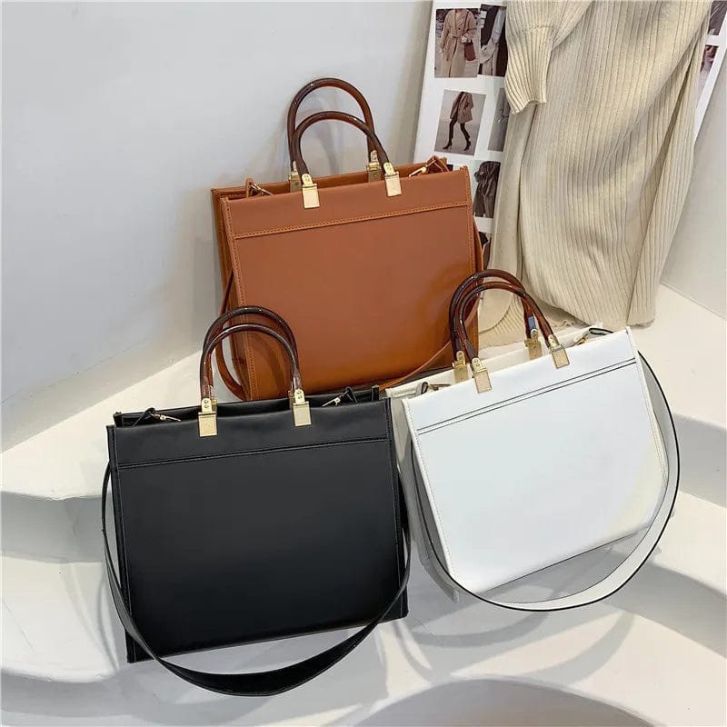 New Trendy Retro Shoulder Bag Popular Solid Color Letter Messenger Women'S Large Capacity Tote Bag Fashion Luxury Bag