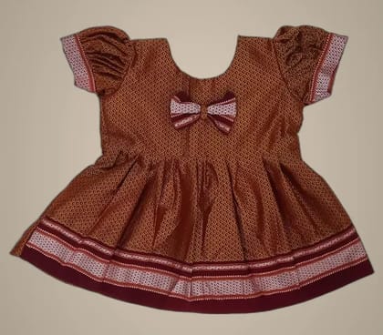 Mom And Me Mustard Khan Frock (0-3 Months) | Soft Cotton Ethnic Wear | Ceremony & Festive