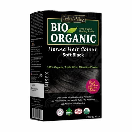 INDUS VALLEY 100% Organic Henna Hair Color (Soft Black)-100 g Pack of 1 INDUS VALLEY 100% Organic Henna Hair Color (Soft Black)-100 g Pack of 1 - Soft Black / 100 g (Pack of 1)