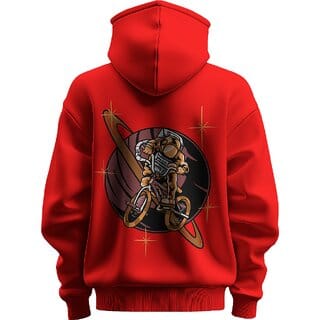 BULL CLOTHING Men's Galactic Rider Red Hoodie  Soft  Durable 280 GSM Fleece  Perfect for Comfort and Style (M)