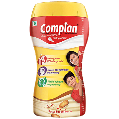 Complan Nutrition & Health Drink - 2X Faster Growth, 34 Vital Nutrients, Kesar Badam, 500 g