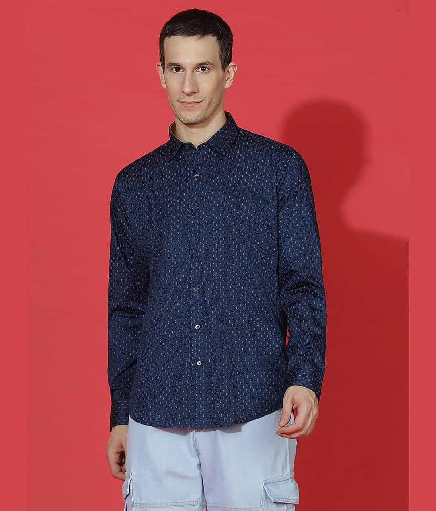EPPE 100% Cotton Regular Fit Printed Full Sleeves Men's Casual Shirt - Navy Blue ( Pack of 1 )