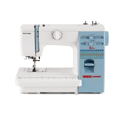 Usha Janome Automatic Stitch Magic Sewing Machine with 57 Stitch Function(White And Blue) Usha Janome Automatic Stitch Magic Sewing Machine with 57 Stitch Function(White And Blue) - White / 47x37.5x25 cm