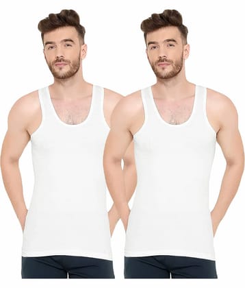 INNERO Pack of 2 Cotton Basic Vest For Men ( White )