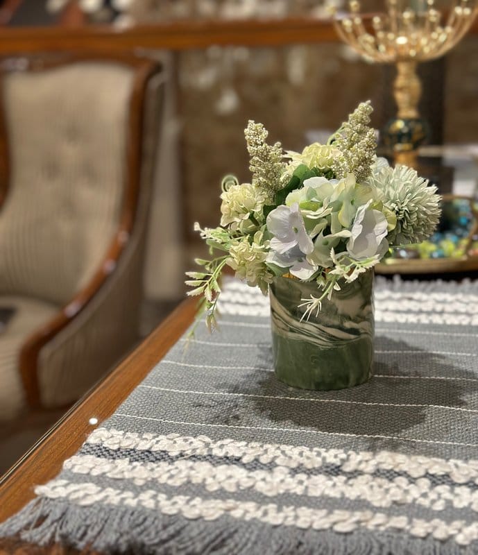 KRI India Distressed Grey White Lines Table Placemats|Set of 2 | Light Grey  | 12x17.5 inches  | Wash & Care | 100% Cotton | Handcrafted in India. 100% organic & natural.