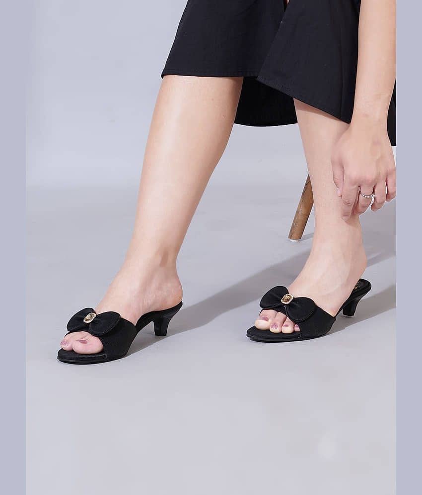Shoetopia Black Women's Slip On Heels