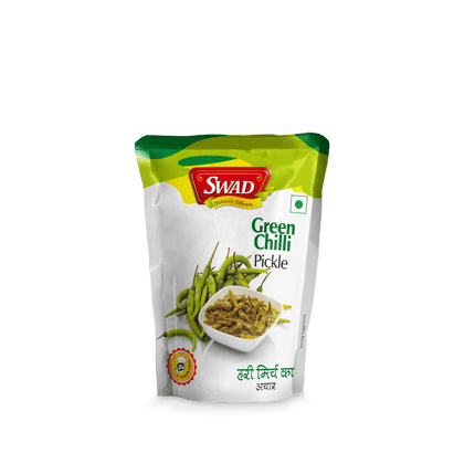 SWAD Delicious Green Chilli Pickles and Pickles and Chutney/ Hari Mirchi Achar - 200 gm (Pack of 8)