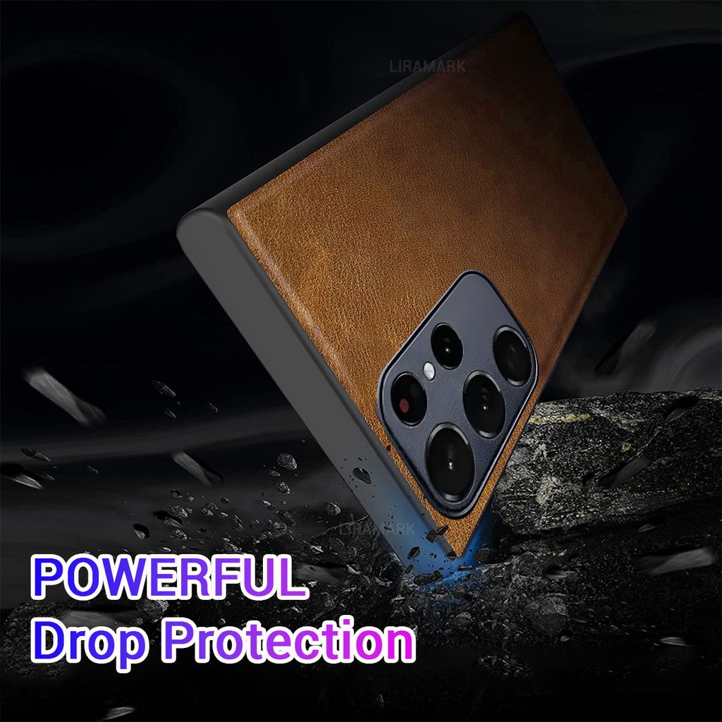 LIRAMARK PU Leather Flexible Back Cover Case Designed for Samsung Galaxy S23 Ultra (6.8 inch)