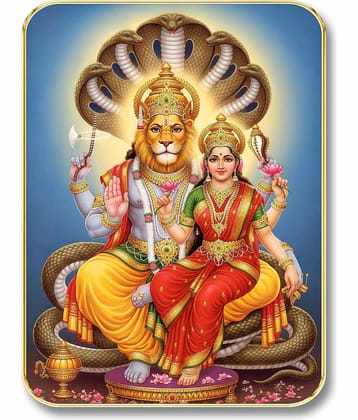 Livin'luxe Lakshmi Narasimha MDF Wall Art with Table Top Stand & Wall Hanging Hole