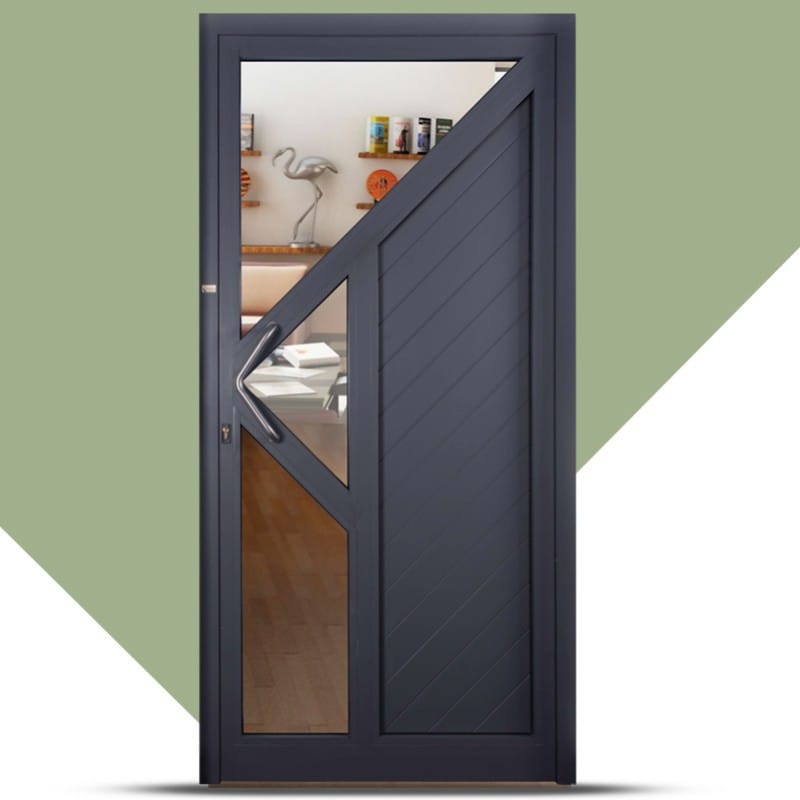 Aluminium Front Door Matt Grey KPD-1003 (3.3 ft x 7 ft)