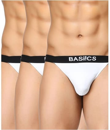 BASIICS By La Intimo Pack of 3 Cotton Thongs For Men's ( White )