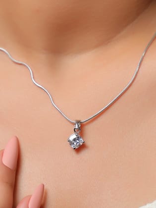 Radiant Solitaire Cushion Cut Pendant | Pure 925 Silver-Pendant