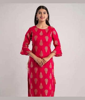 MAUKA - Red Rayon Women's Straight Kurti ( Pack of 1 )