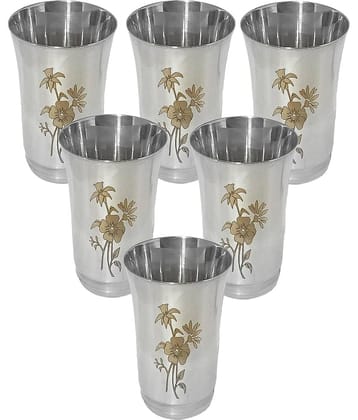 A & H ENTERPRISES - Daily Use Water Steel Glasses Set 300 ml ( Pack of 6 )