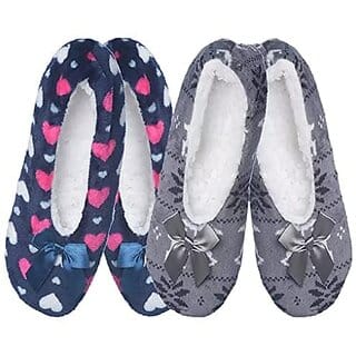 (Pack of 2) Minha Womens Woolen Slipper Socks for Winter Multicolor - 2 Pair_CLN-T-126