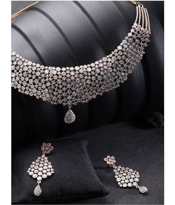 Priyaasi - Silver Brass Necklace Set ( Pack of 1 )