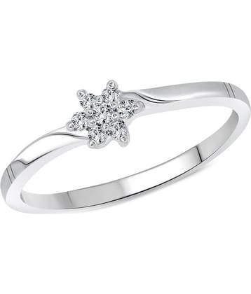 Vighnaharta Simply Flower Cz Silver And Rhodium Plated  Ring
