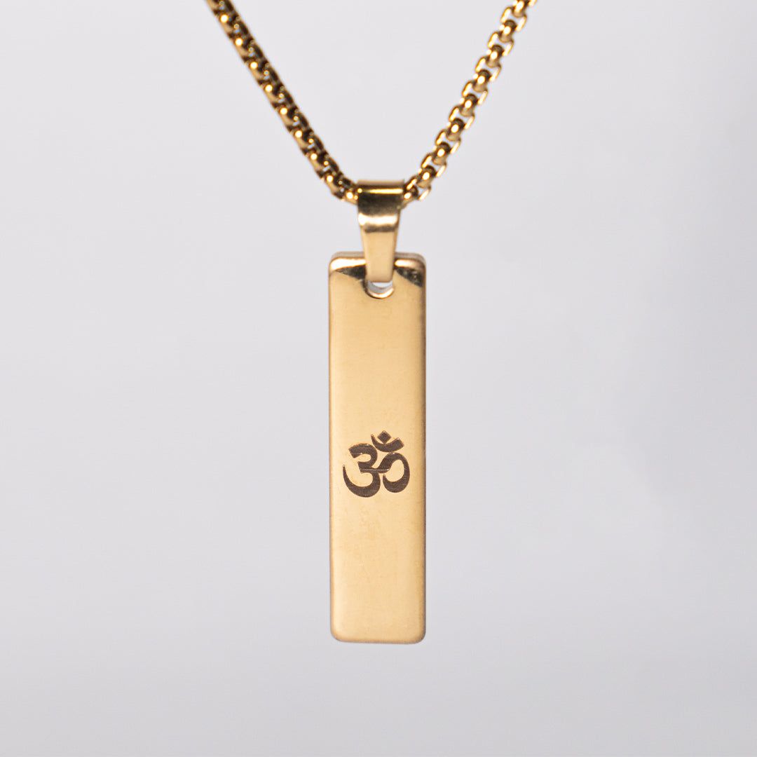 Spiritual Tag Necklace-22k Gold Plated / Om